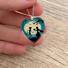 Vintage Halloween Wedding Heart Necklace Gift for Friends