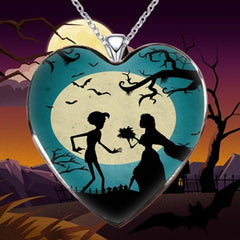 Vintage Halloween Wedding Heart Necklace Gift for Friends