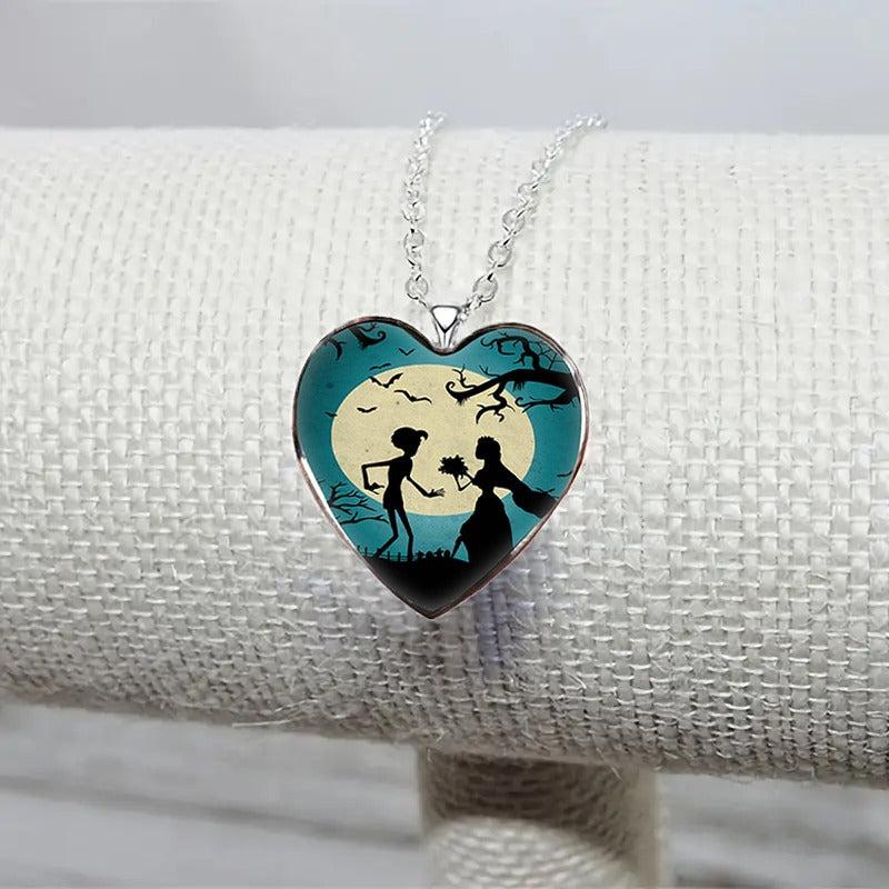Vintage Halloween Wedding Heart Necklace Gift for Friends