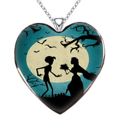 Vintage Halloween Wedding Heart Necklace Gift for Friends