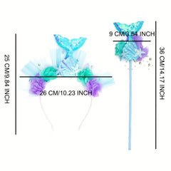 Mermaid Headband for Girls Sequin Fishtail Performance Headwear