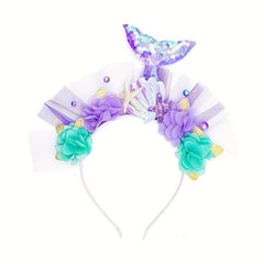 Mermaid Headband for Girls Sequin Fishtail Performance Headwear