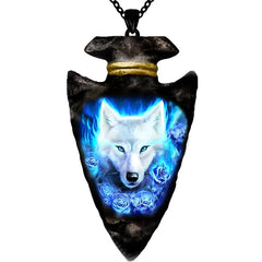 Triangle Chain Rose Flower Wolf Head Pendant Necklace Hip Hop Jewelry