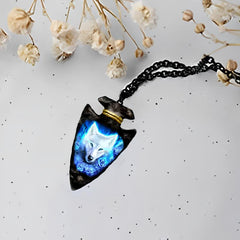 Triangle Chain Rose Flower Wolf Head Pendant Necklace Hip Hop Jewelry