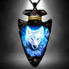 Triangle Chain Rose Flower Wolf Head Pendant Necklace Hip Hop Jewelry