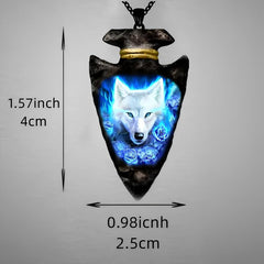 Triangle Chain Rose Flower Wolf Head Pendant Necklace Hip Hop Jewelry