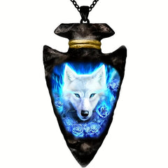 Triangle Chain Rose Flower Wolf Head Pendant Necklace Hip Hop Jewelry