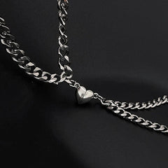 Heart Shaped Magnet Attraction Bracelet For Couples Stainless Steel