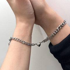 Heart Shaped Magnet Attraction Bracelet For Couples Stainless Steel