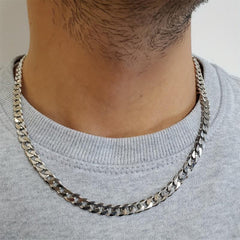 Men's 8mm Stainless Steel Cuban Chain 16 18 20inch
