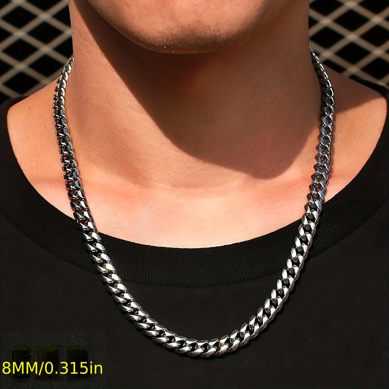 Men's 8mm Stainless Steel Cuban Chain 16 18 20inch