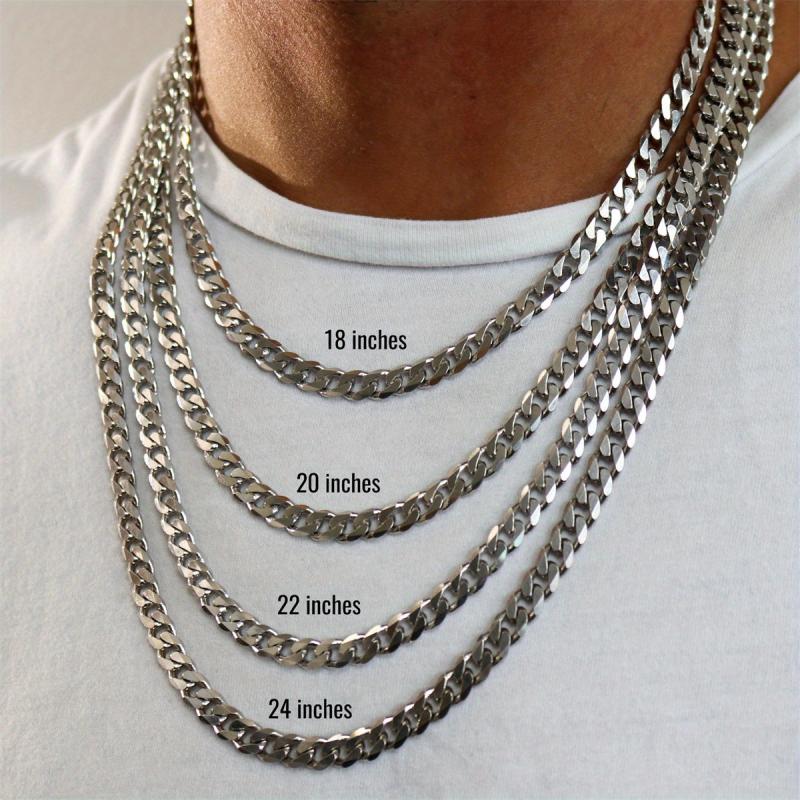 Men's 8mm Stainless Steel Cuban Chain 16 18 20inch