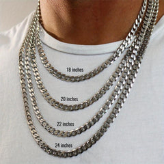 Men's 8mm Stainless Steel Cuban Chain 16 18 20inch