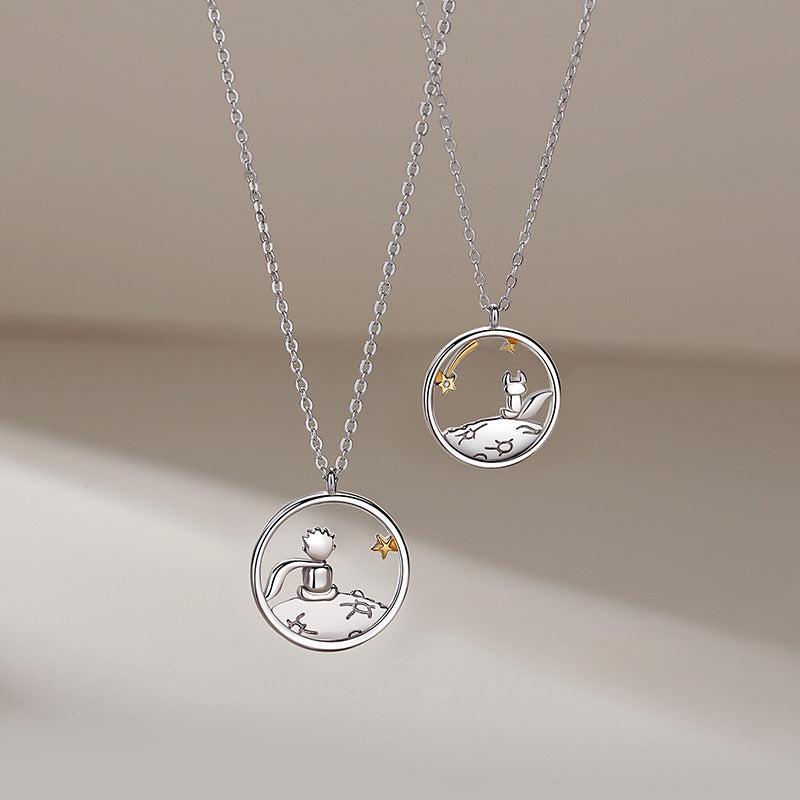 Little Prince And Fox Couple Necklace Birthday Gift Niche Pendant