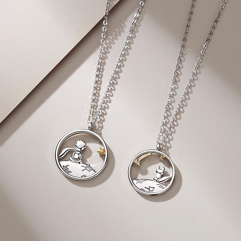 Little Prince And Fox Couple Necklace Birthday Gift Niche Pendant