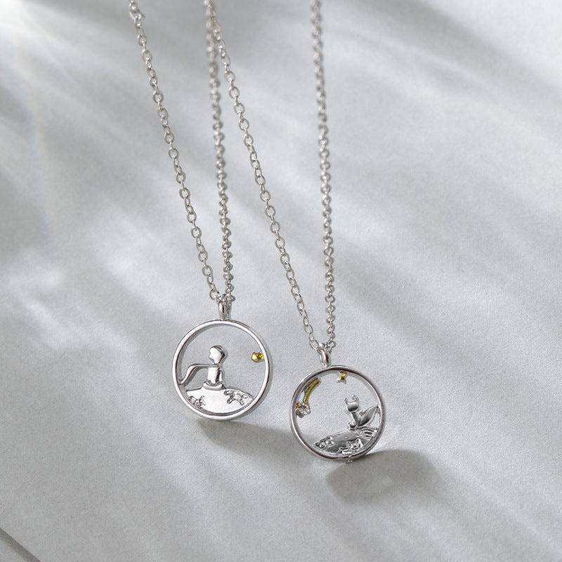 Little Prince And Fox Couple Necklace Birthday Gift Niche Pendant