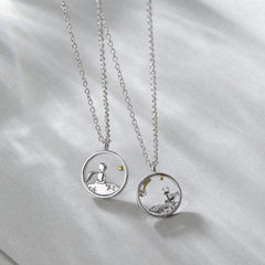 Little Prince And Fox Couple Necklace Birthday Gift Niche Pendant