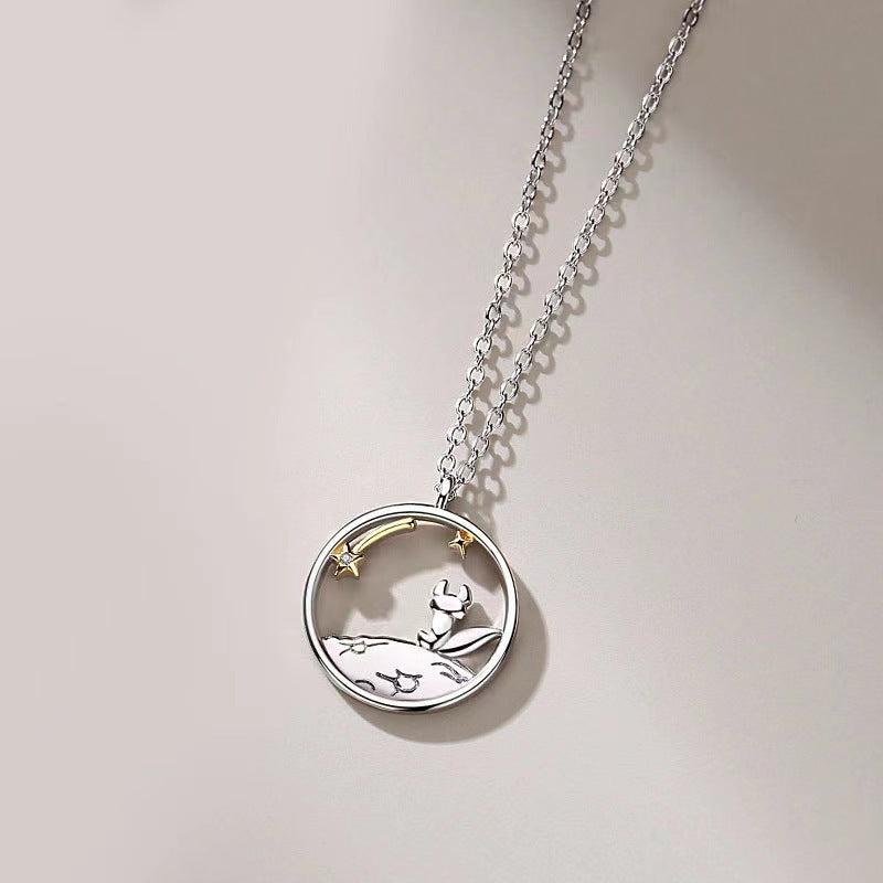 Little Prince And Fox Couple Necklace Birthday Gift Niche Pendant