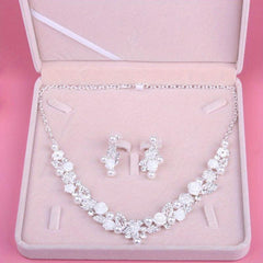 Girls Crown Necklace Earrings 3 Piece Bride Headwear Wedding Dress Accessories