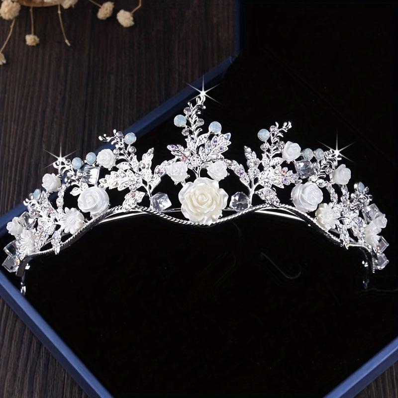 Girls Crown Necklace Earrings 3 Piece Bride Headwear Wedding Dress Accessories