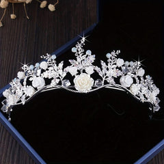 Girls Crown Necklace Earrings 3 Piece Bride Headwear Wedding Dress Accessories