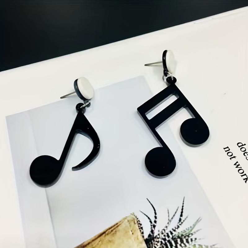 Musical Note Earrings Funny Asymmetrical Stud Dangle Party Jewelry