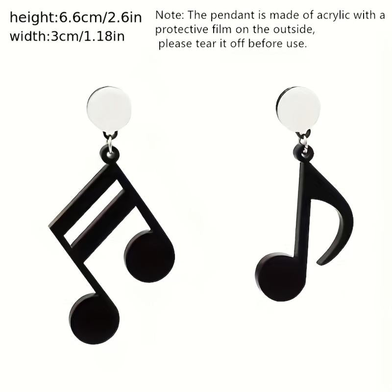 Musical Note Earrings Funny Asymmetrical Stud Dangle Party Jewelry