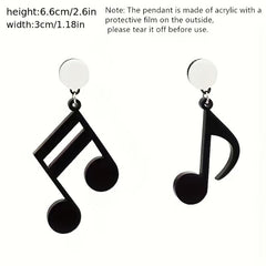 Musical Note Earrings Funny Asymmetrical Stud Dangle Party Jewelry