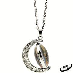 360 Rotatable Brown Bear Moon Necklace for Parent-Child Gift