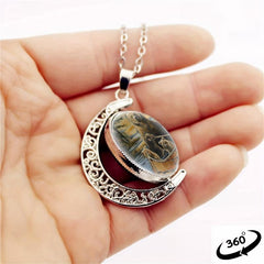 360 Rotatable Brown Bear Moon Necklace for Parent-Child Gift