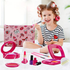 Kids Washable Makeup Kit Toys Real Makeup Case Pretend Play Beauty Kit