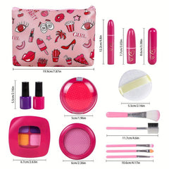 Kids Washable Makeup Kit Toys Real Makeup Case Pretend Play Beauty Kit