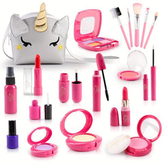 Kids Washable Makeup Kit Toys Real Makeup Case Pretend Play Beauty Kit
