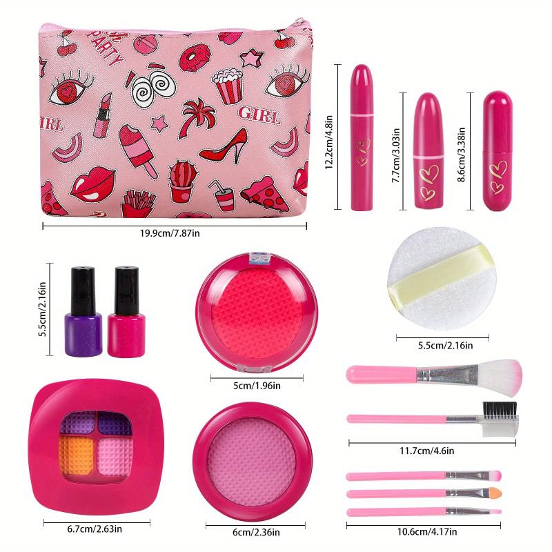 Kids Washable Makeup Kit Toys Real Makeup Case Pretend Play Beauty Kit