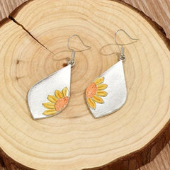 Sunflower Pattern Pendant Earrings Vintage Wedding Party Jewelry