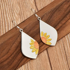 Sunflower Pattern Pendant Earrings Vintage Wedding Party Jewelry