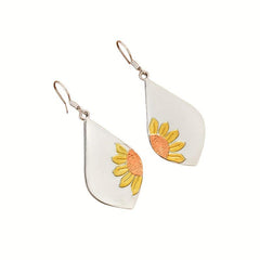 Sunflower Pattern Pendant Earrings Vintage Wedding Party Jewelry