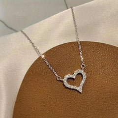 Shining Ladies Faux Diamond Heart Pendant Necklace