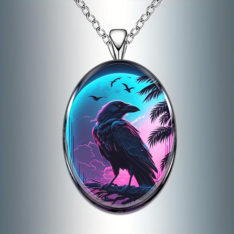 Eagle Round Pendant Necklace Hip Hop Animal Necklace Men Women Boys Girls