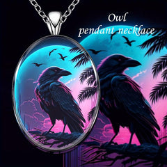Eagle Round Pendant Necklace Hip Hop Animal Necklace Men Women Boys Girls