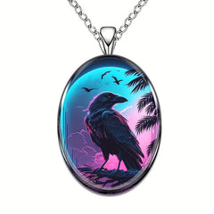 Eagle Round Pendant Necklace Hip Hop Animal Necklace Men Women Boys Girls