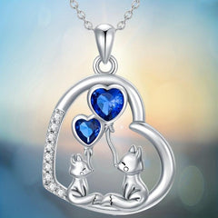 Fox Crystal Love Balloon Necklace Mother Child Jewelry Gift