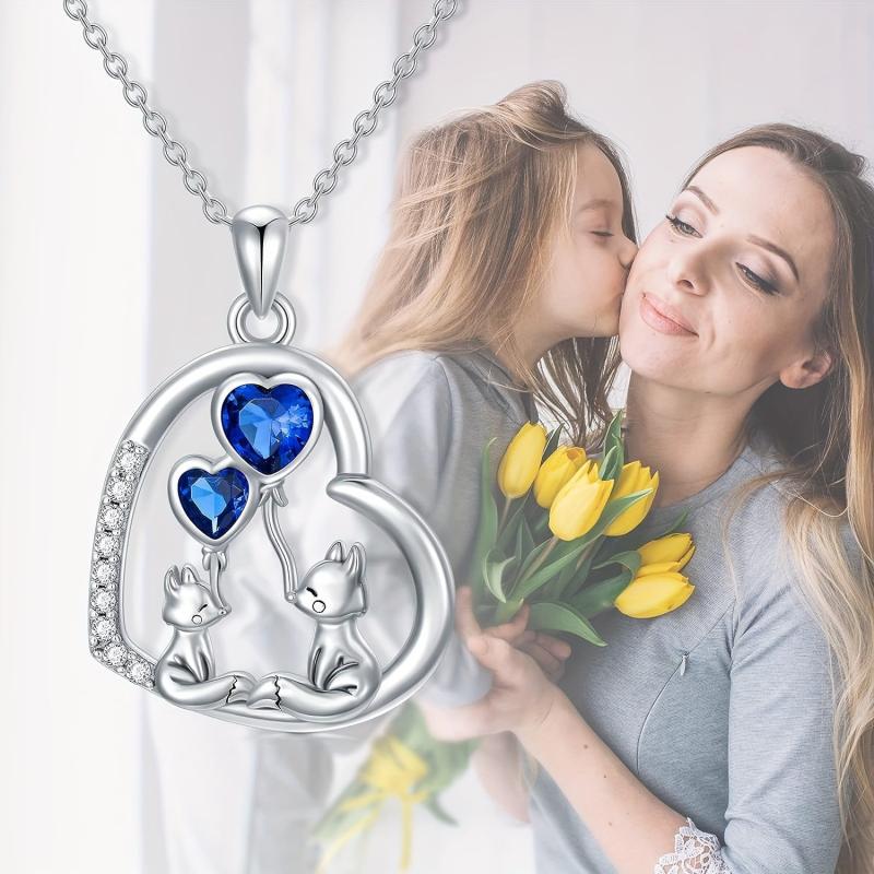 Fox Crystal Love Balloon Necklace Mother Child Jewelry Gift