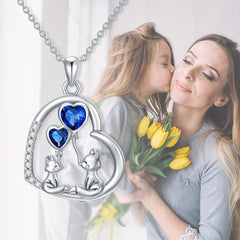 Fox Crystal Love Balloon Necklace Mother Child Jewelry Gift