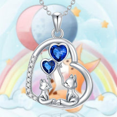 Fox Crystal Love Balloon Necklace Mother Child Jewelry Gift