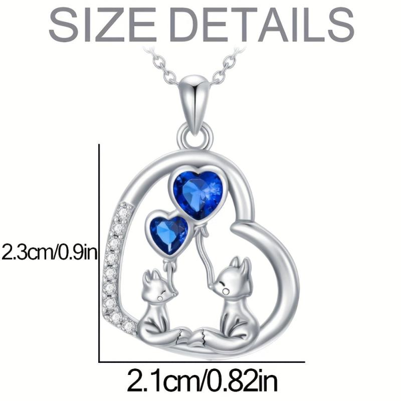 Fox Crystal Love Balloon Necklace Mother Child Jewelry Gift