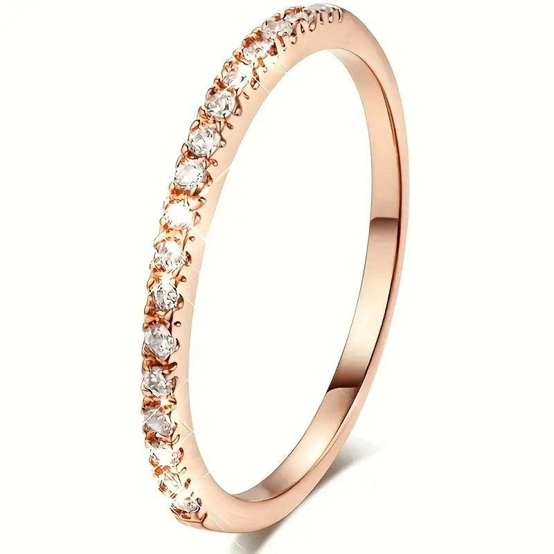 Thin Row Artificial Diamond Ring Women's Engagement Ring Christmas Ring