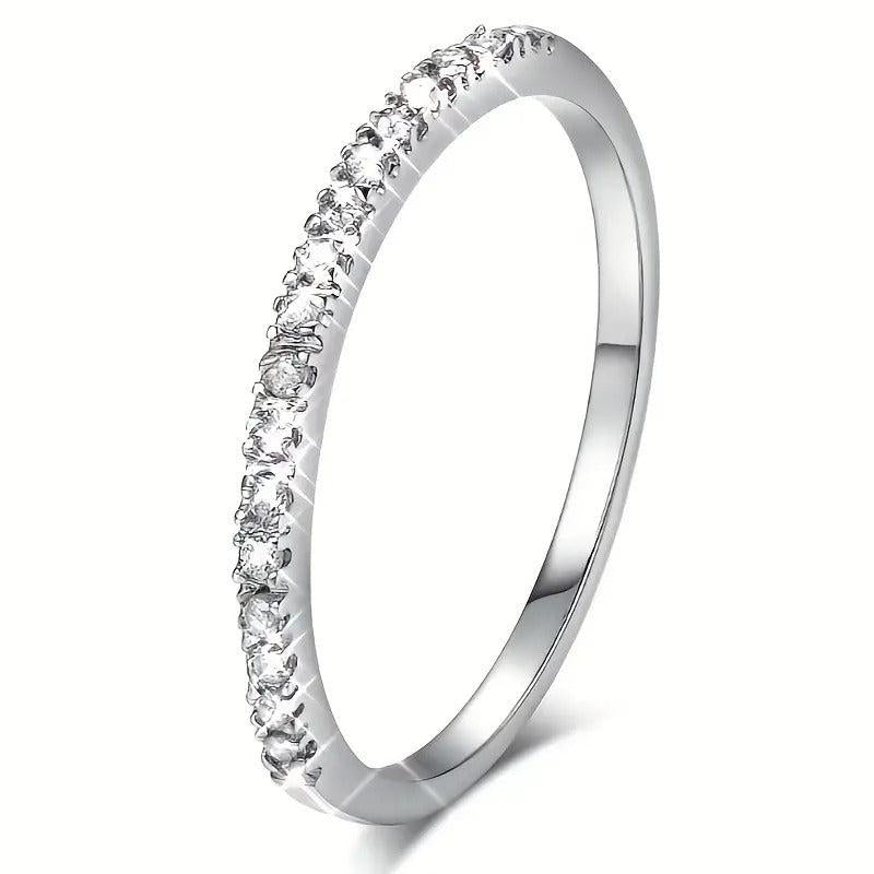 Thin Row Artificial Diamond Ring Women's Engagement Ring Christmas Ring