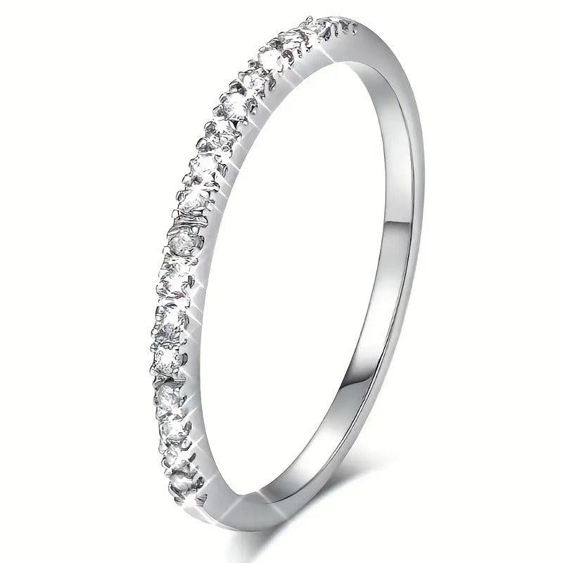 Thin Row Artificial Diamond Ring Women's Engagement Ring Christmas Ring
