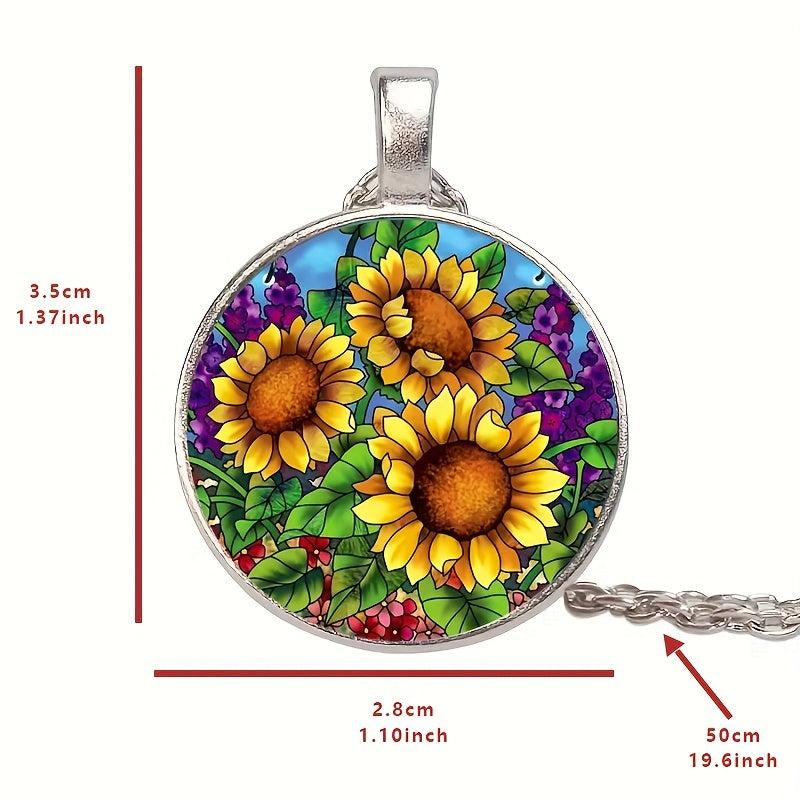 Sunflower Crystal Bead Pendant Necklace for Men and Women